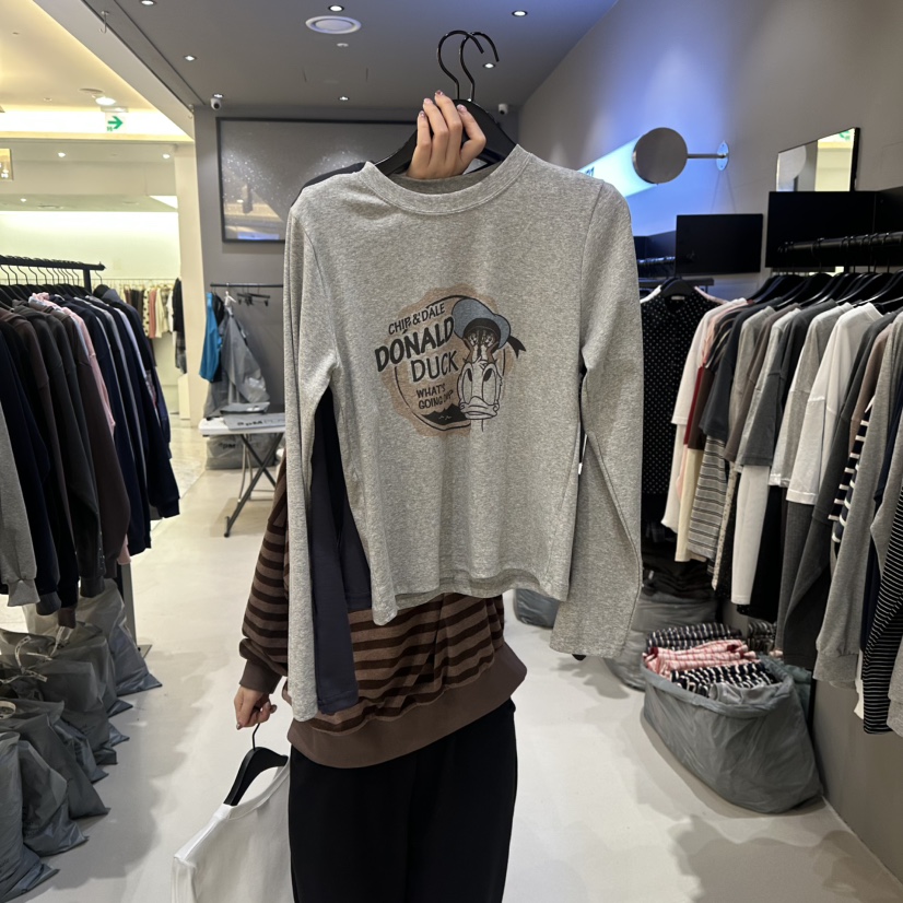 CREDITO韓國直郵女裝新款人氣26春夏真品休閑長袖T恤海軍CREDITO長袖T恤圖色2