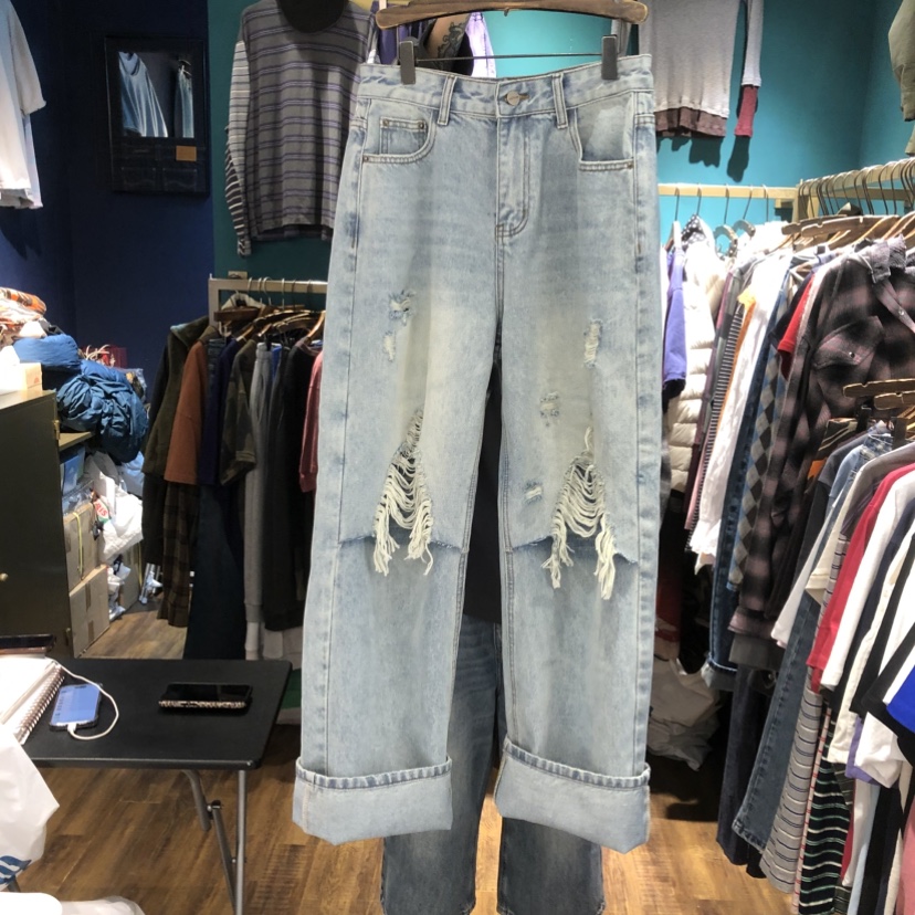 MERCI LINDA東大門代購女裝新款職業人氣休閑牛仔褲復古MERCI LINDA牛仔褲圖色1