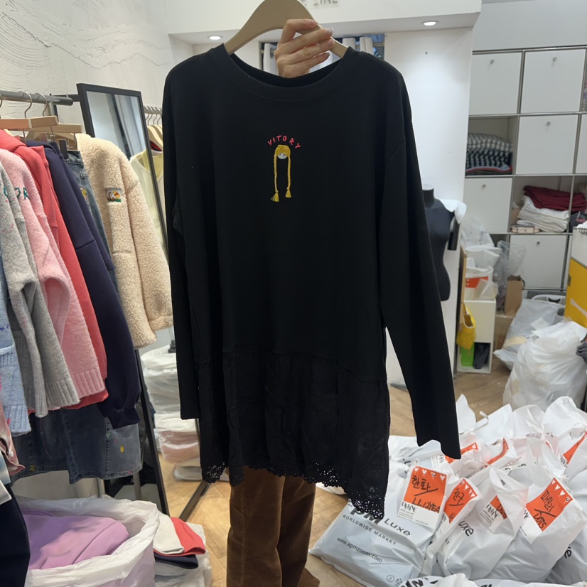 DE LINE韓國代購女士新款熱賣職業真品人氣休閑時尚長袖T恤DE LINE長袖T恤圖色2