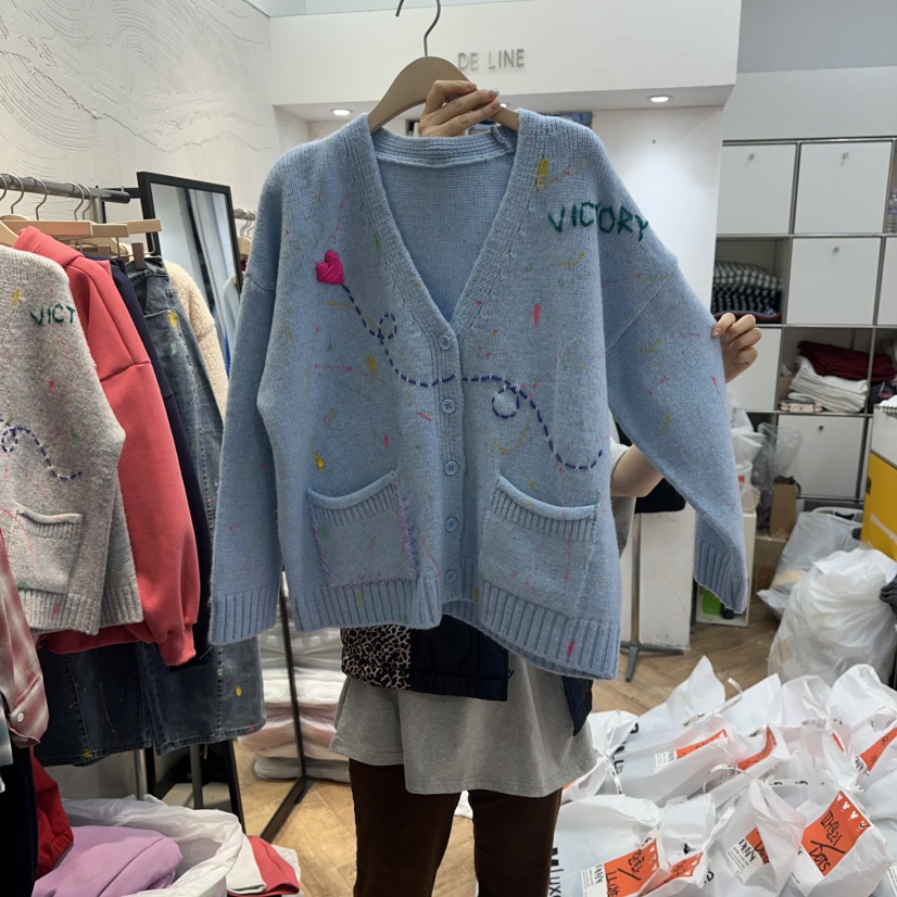 DE LINE東大門實拍女士新品真品人氣休閑熱賣針織衫手工DE LINE針織衫圖色1