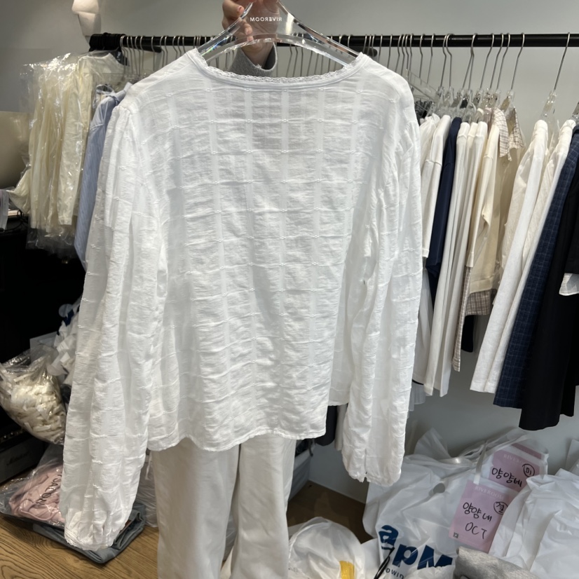 RIVEROOM韓國代購女裝新款休閑人氣真品推薦職業襯衫蕾絲衫RIVEROOM襯衫/蕾絲衫