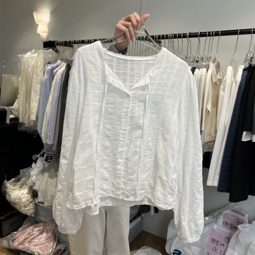 RIVEROOM韓國代購女裝新款休閑人氣真品推薦職業襯衫蕾絲衫RIVEROOM襯衫/蕾絲衫圖色1