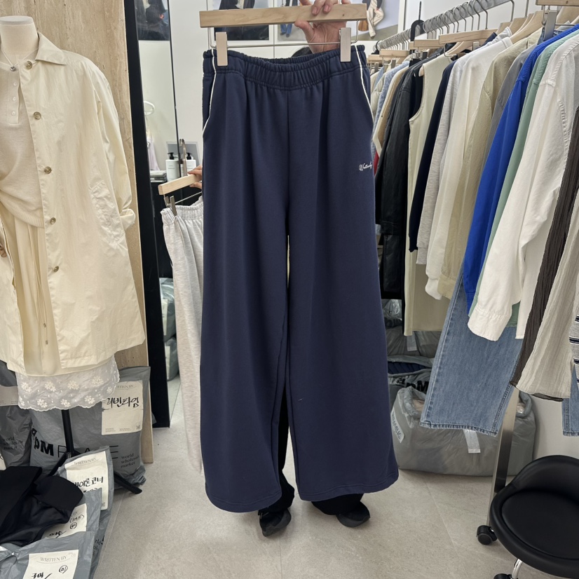 WRITTEN BY韓國代購女士新品時尚人氣熱賣休閑褲條紋繡花WRITTEN BY休閑褲圖色2