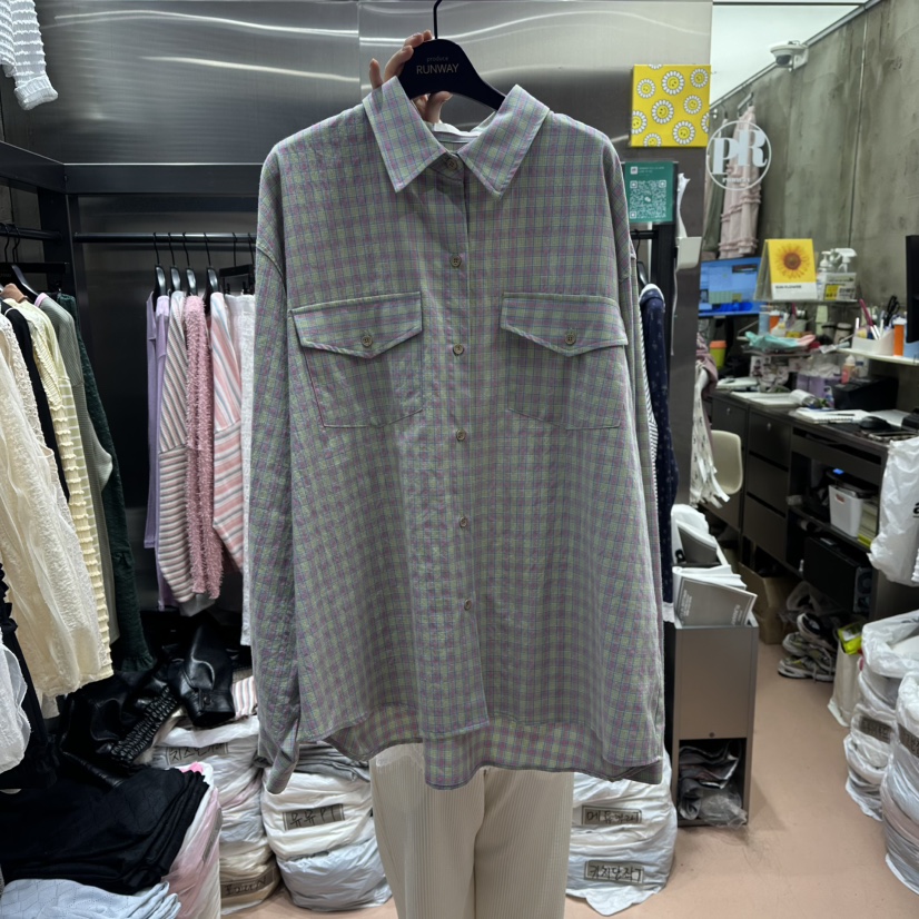 RUNWAY-런웨이韓國直郵女裝新品人氣職業襯衫蕾絲衫格子RUNWAY襯衫/蕾絲衫圖色2