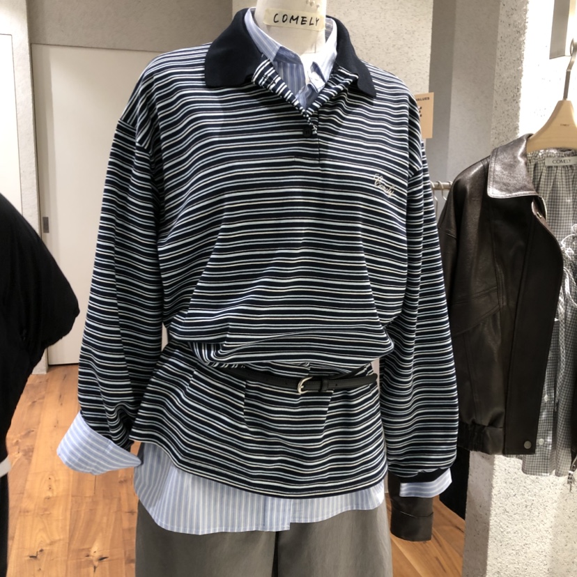 COMELY東大門直郵女士新品26春夏熱賣職業長袖T恤不含腰帶COMELY長袖T恤圖色2