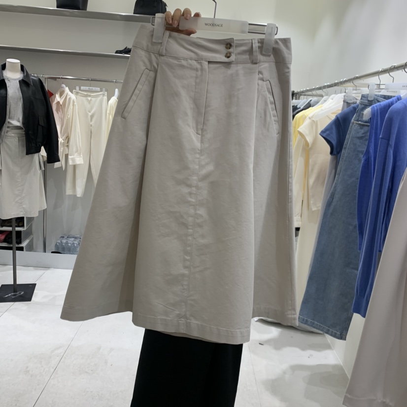 WOOD SAGE東大門代購女士新品真品26春夏半身裙中短裙紐扣WOOD SAGE半身裙/中短裙圖色1