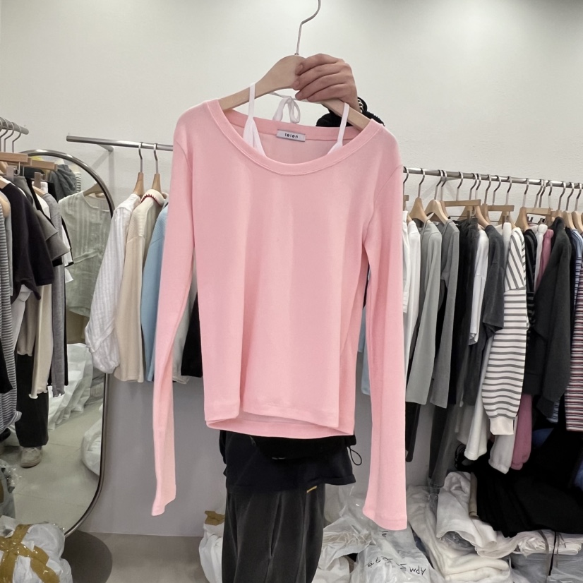 LELEN東大門實拍女裝新款熱賣職業人氣真品長袖T恤假兩件LELEN長袖T恤圖色1