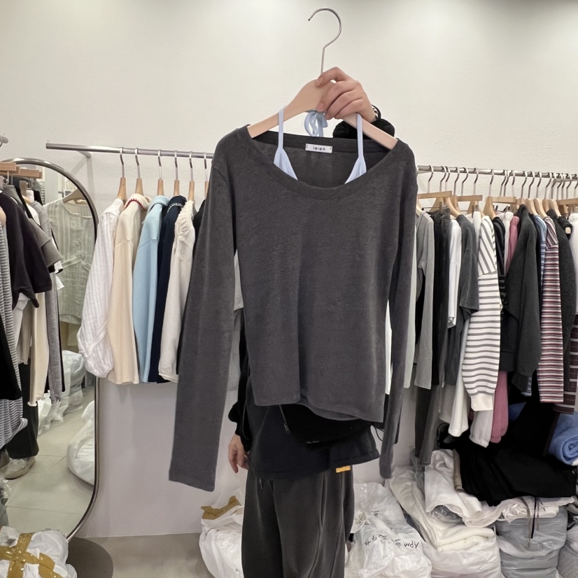 LELEN東大門實拍女裝新款熱賣職業人氣真品長袖T恤假兩件LELEN長袖T恤圖色3
