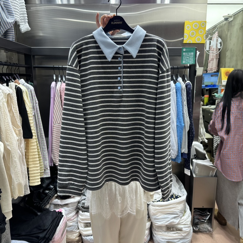 RUNWAY-런웨이東大門實拍女士新款時尚真品職業熱賣長袖T恤RUNWAY長袖T恤圖色1