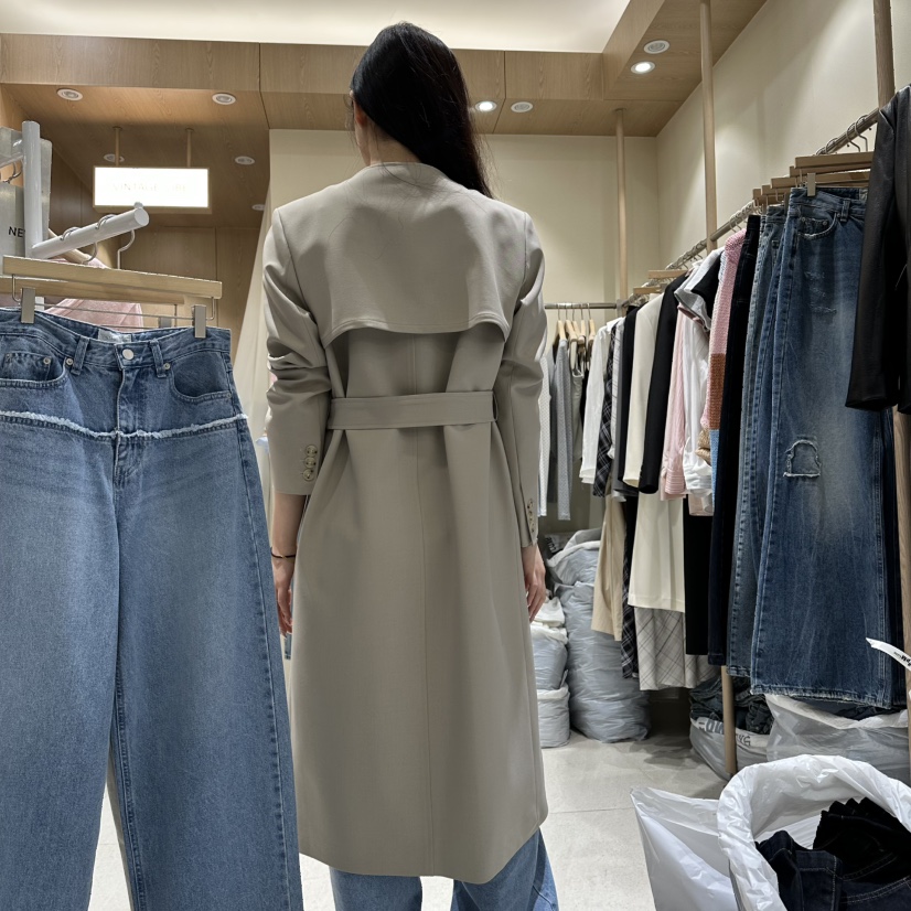 VINTAGE VIBE東大門代購女裝新款時尚熱賣長款風衣含腰帶VINTAGE VIBE長款風衣