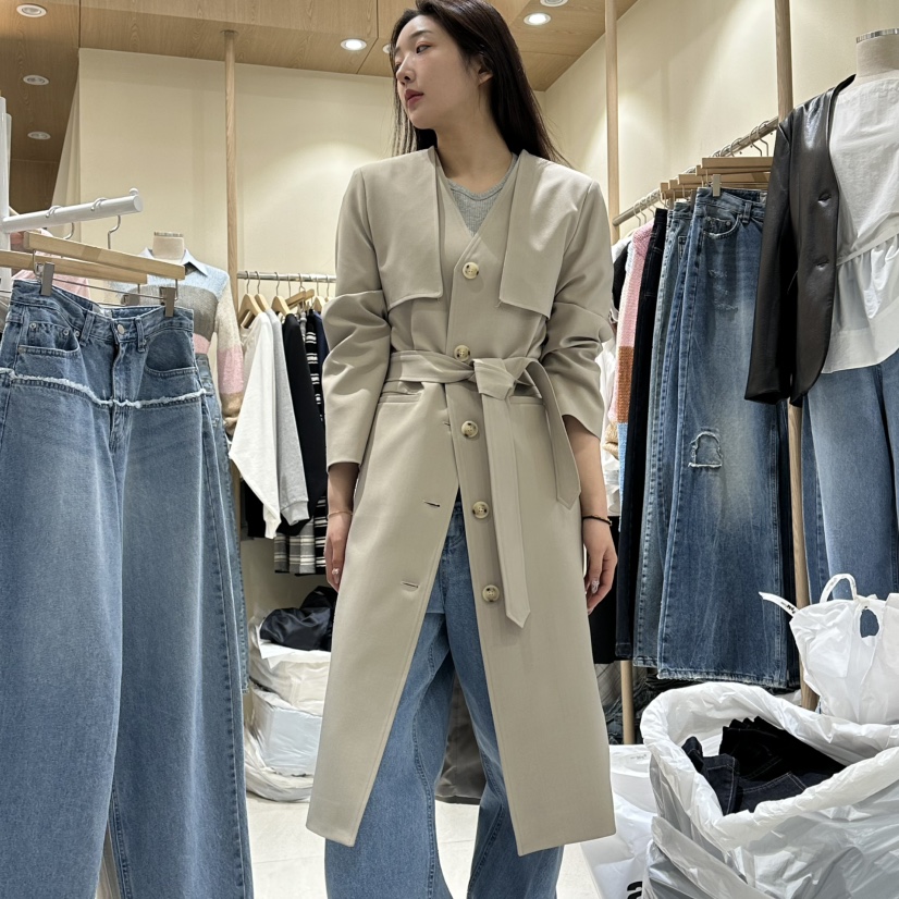 VINTAGE VIBE東大門代購女裝新款時尚熱賣長款風衣含腰帶VINTAGE VIBE長款風衣圖色2