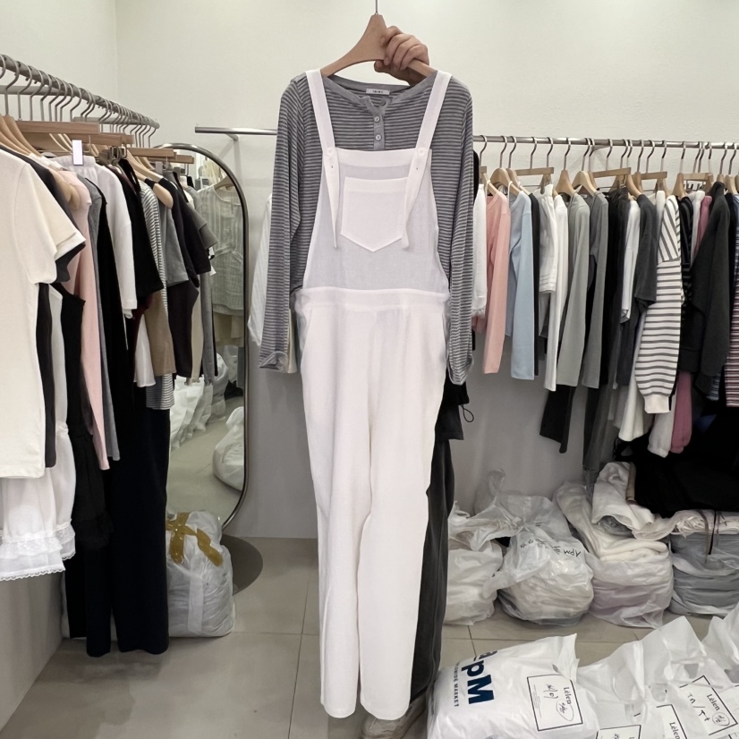 LELEN韓國直郵女士新品休閑時尚人氣熱賣職業背帶褲不含內搭LELEN背帶褲圖色1