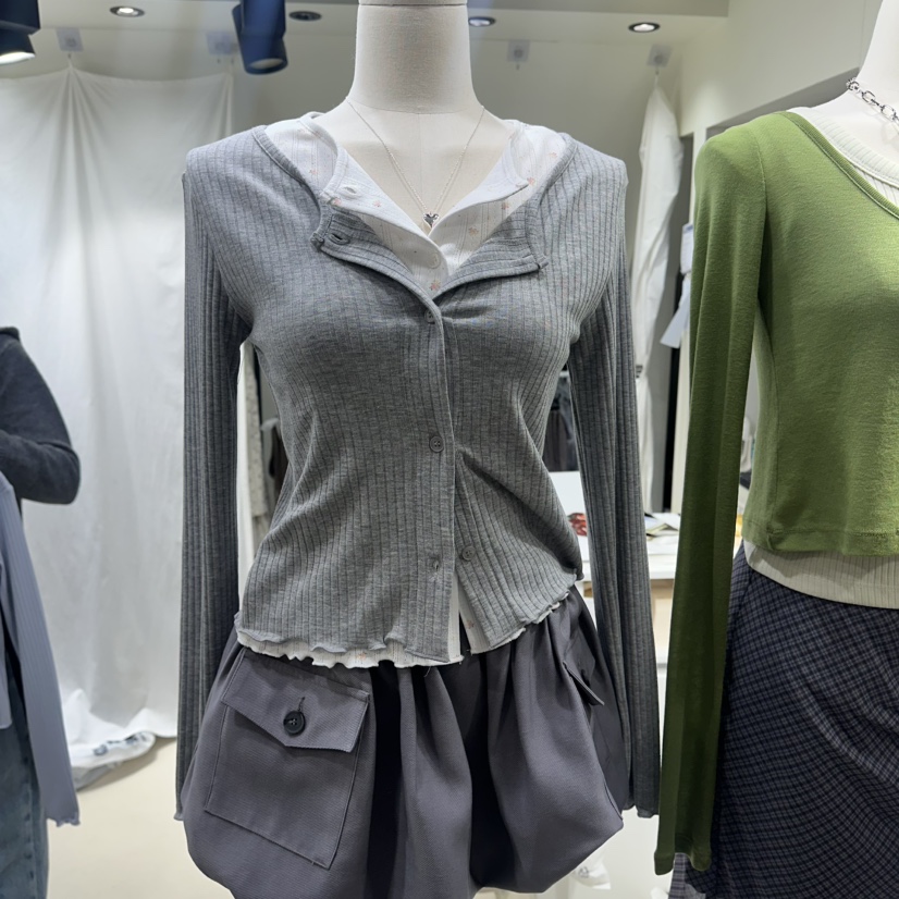 OWNS韓國代購女裝新款職業人氣休閑時尚真品長袖T恤假兩件OWNS HAUS長袖T恤圖色1