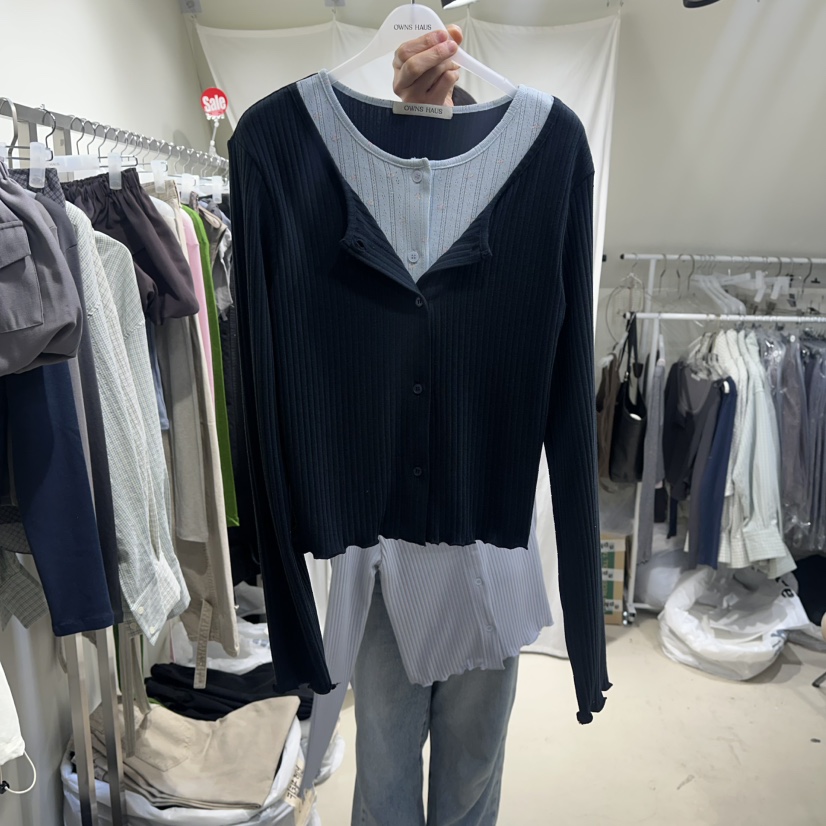 OWNS韓國代購女裝新款職業人氣休閑時尚真品長袖T恤假兩件OWNS HAUS長袖T恤圖色3