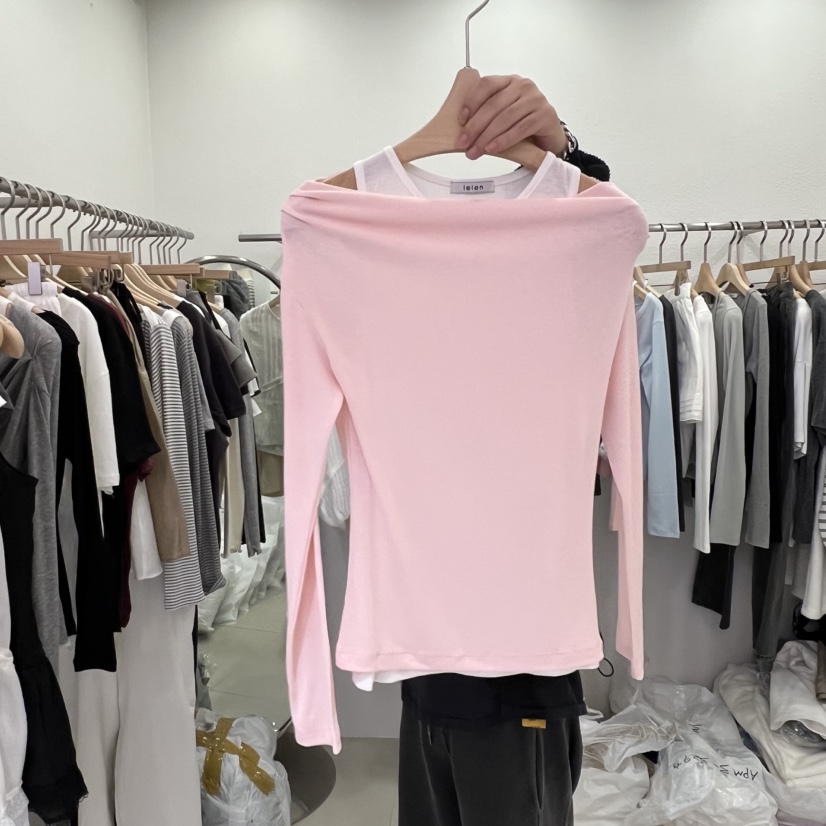 LELEN韓國代購女裝新款真品休閑人氣時尚推薦長袖T恤假兩件LELEN長袖T恤圖色1