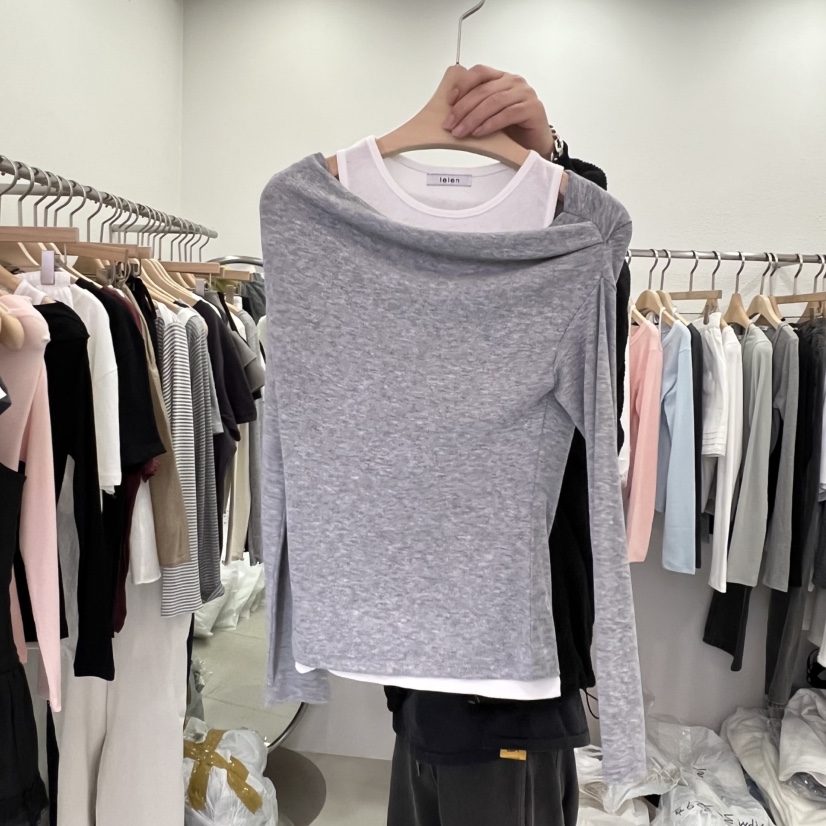 LELEN韓國代購女裝新款真品休閑人氣時尚推薦長袖T恤假兩件LELEN長袖T恤圖色2