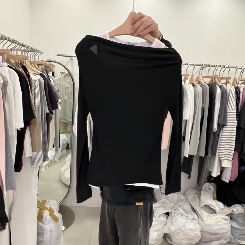 LELEN韓國代購女裝新款真品休閑人氣時尚推薦長袖T恤假兩件LELEN長袖T恤圖色3