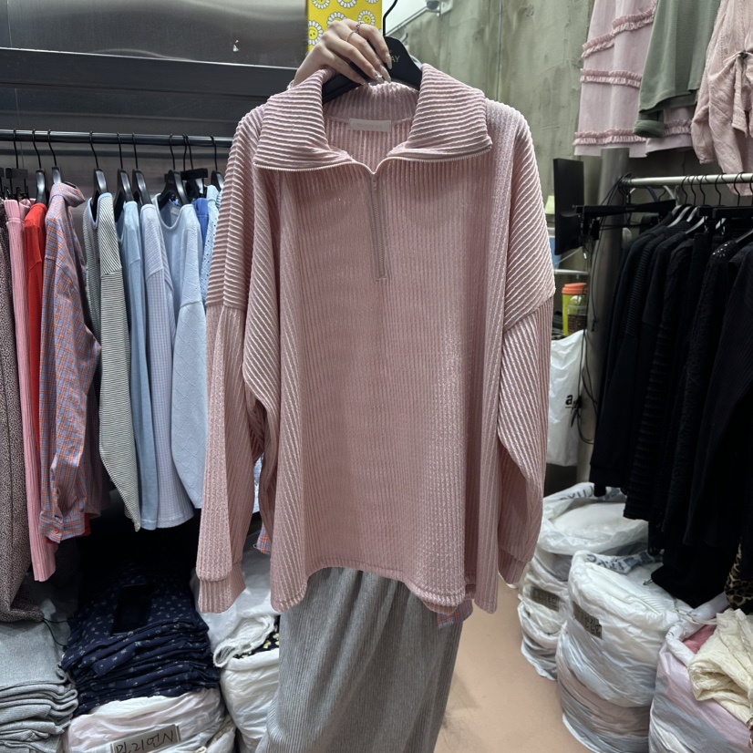 RUNWAY-런웨이東大門直郵女士新品人氣真品休閑長袖T恤拉鏈RUNWAY長袖T恤圖色2