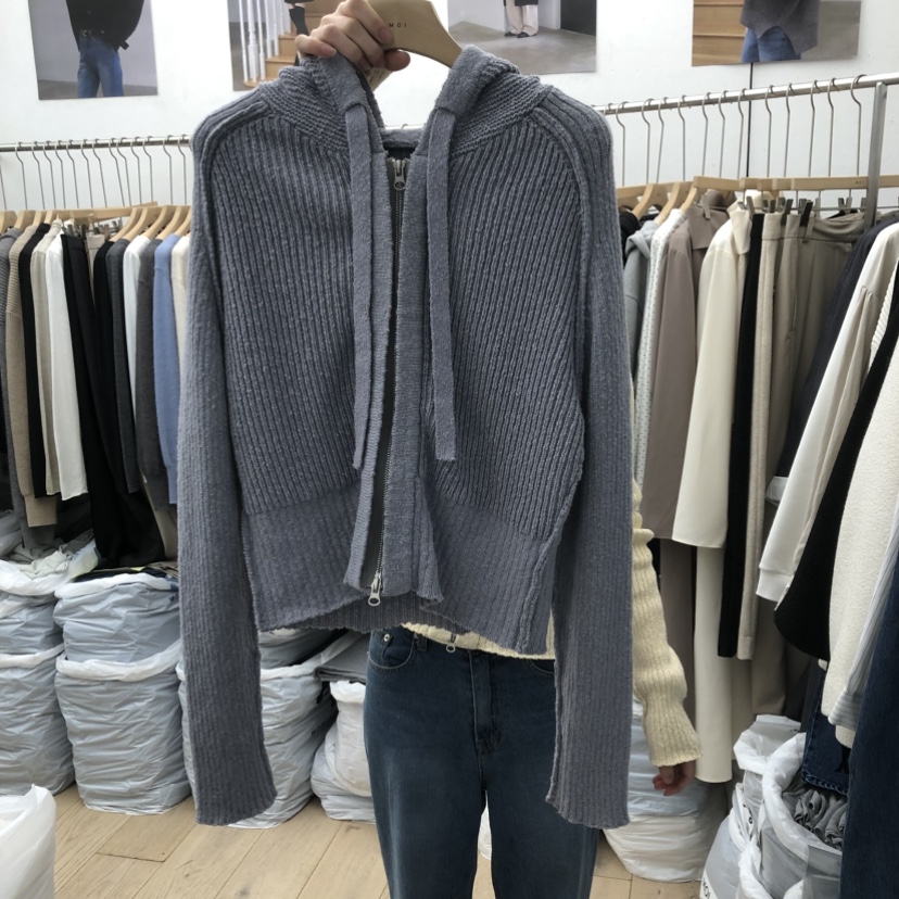 MOI-A東大門實拍女裝新品職業時尚26春夏毛衣連帽針織衫棉質MOI-A毛衣圖色1