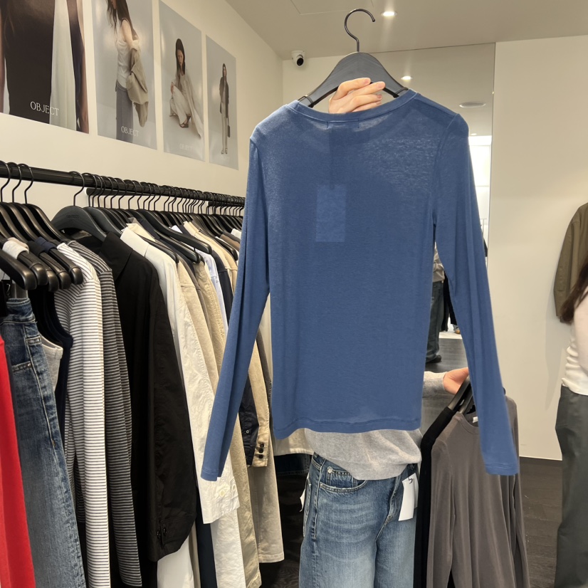 OBJECT東大門實拍女裝新品26春夏休閑時尚長袖T恤不含吊帶OBJECT長袖T恤