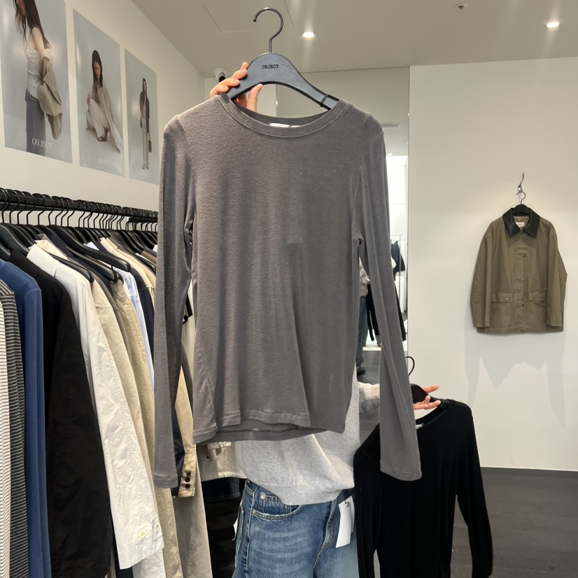 OBJECT東大門實拍女裝新品26春夏休閑時尚長袖T恤不含吊帶OBJECT長袖T恤圖色2