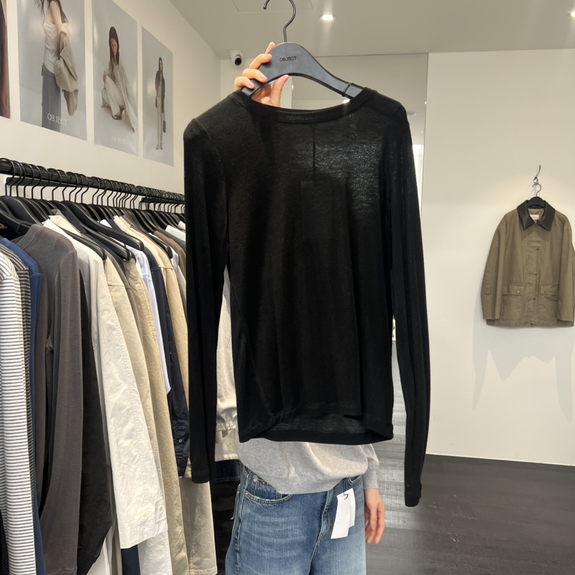 OBJECT東大門實拍女裝新品26春夏休閑時尚長袖T恤不含吊帶OBJECT長袖T恤圖色3