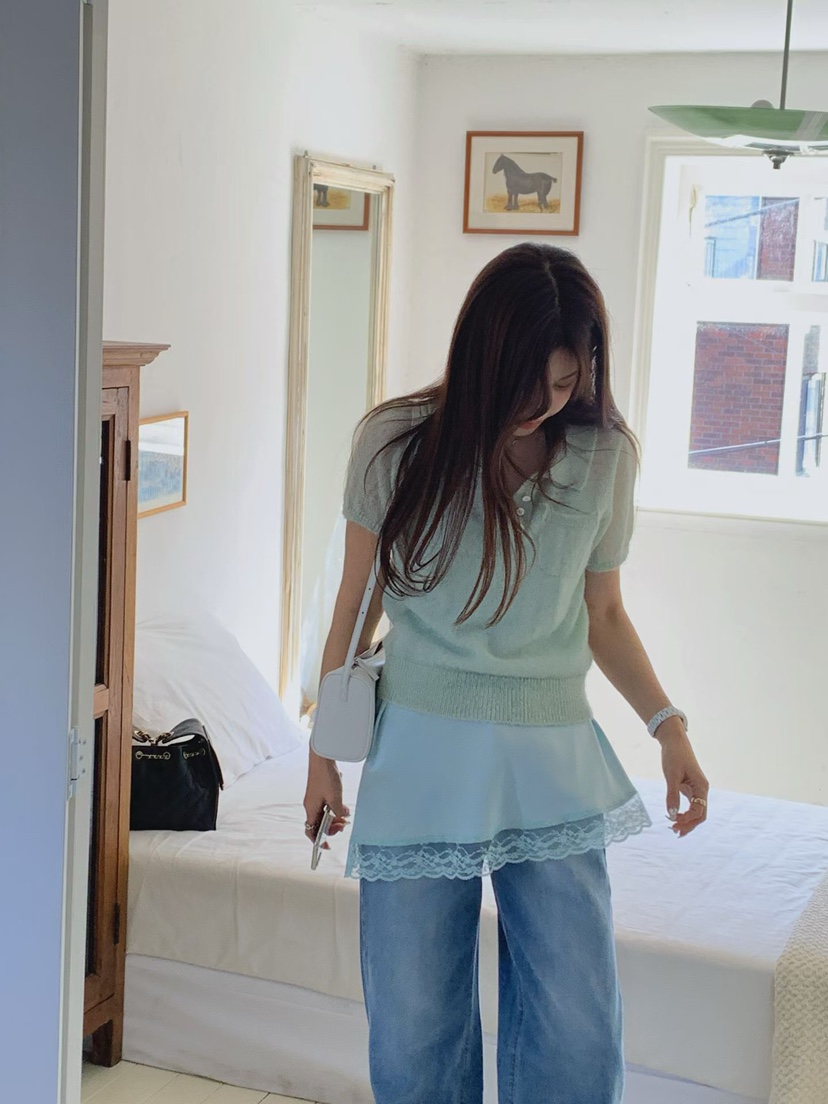 LA CREME韓國直郵女士新品熱賣時尚休閑推薦吊帶背心蕾絲LA CREME吊帶/背心