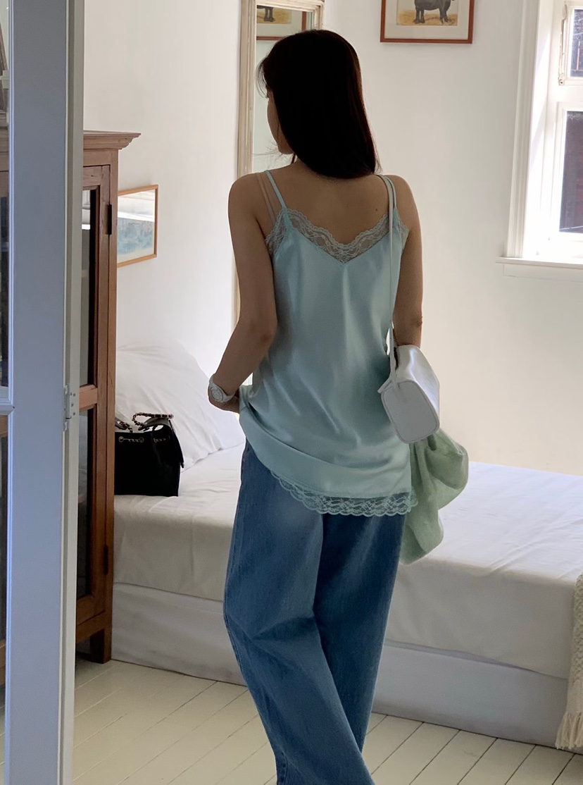 LA CREME韓國直郵女士新品熱賣時尚休閑推薦吊帶背心蕾絲LA CREME吊帶/背心