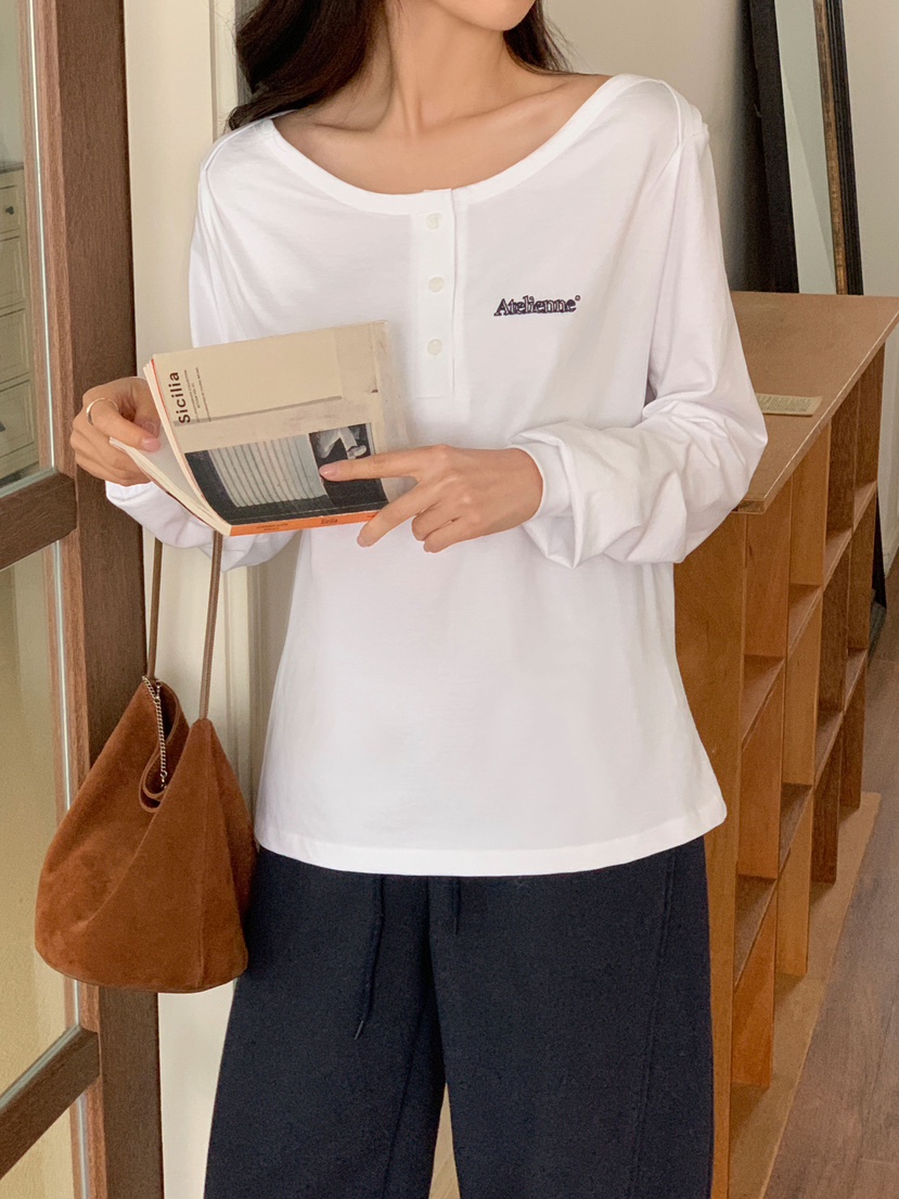 FORMSTUDIO韓國直郵女裝新品職業熱賣時尚人氣長袖T恤船領FORMSTUDIO長袖T恤