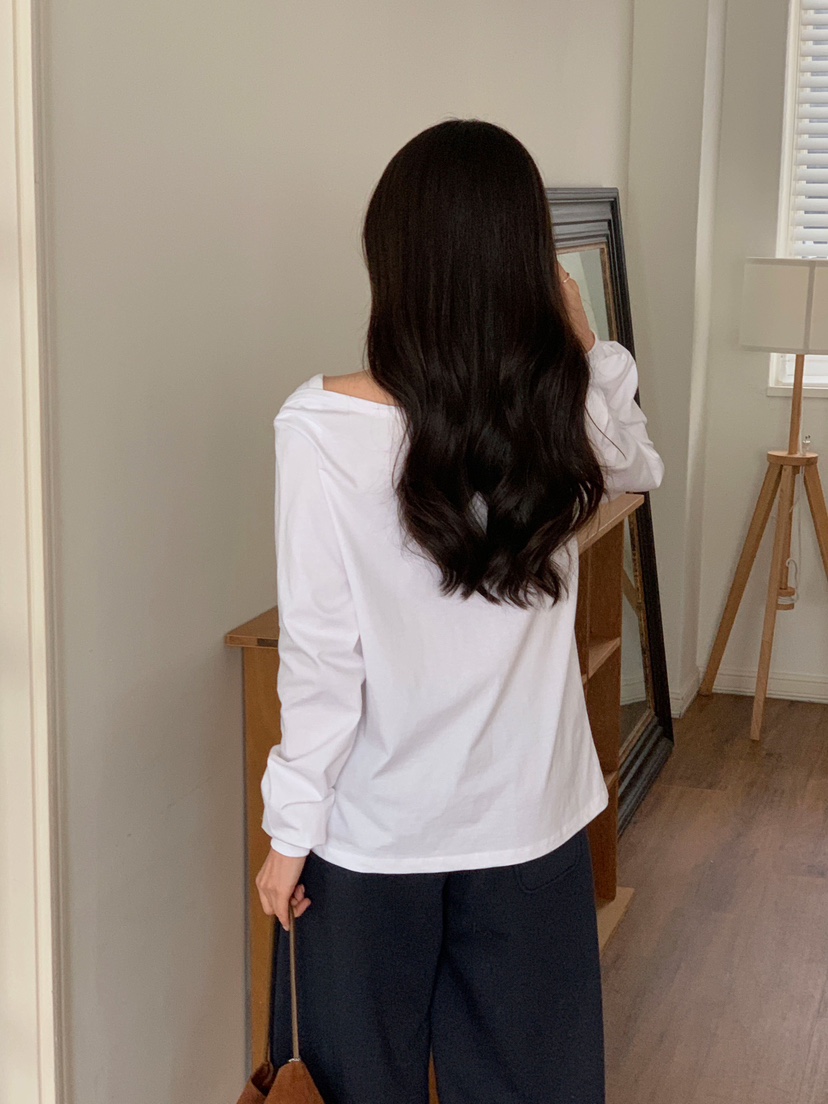 FORMSTUDIO韓國直郵女裝新品職業熱賣時尚人氣長袖T恤船領FORMSTUDIO長袖T恤