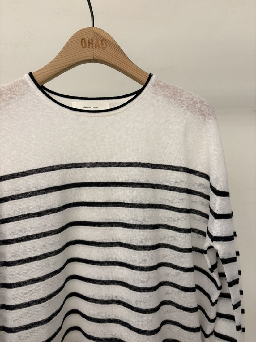 OHAO韓國代購女裝新款休閑26春夏推薦職業時尚針織衫條紋OHAO/HA MONG針織衫