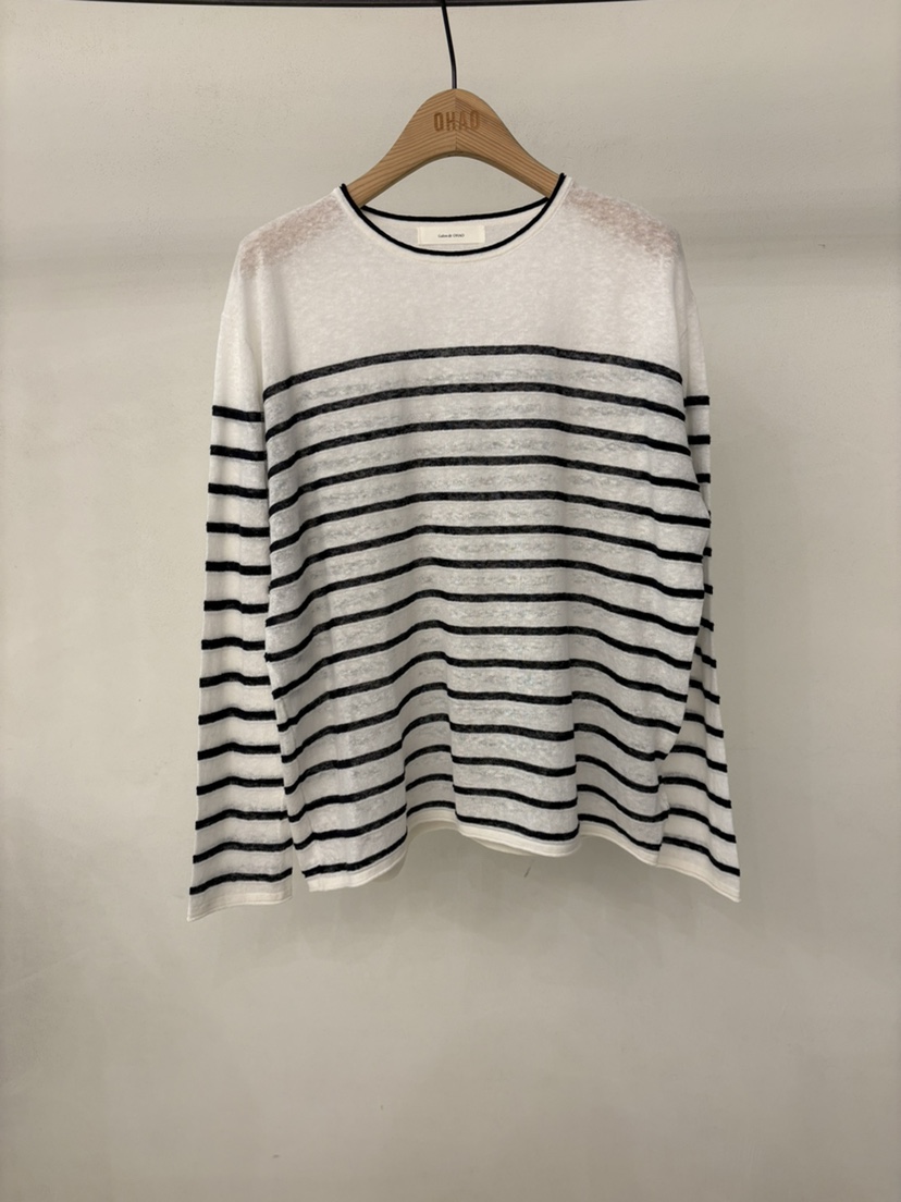 OHAO韓國代購女裝新款休閑26春夏推薦職業時尚針織衫條紋OHAO/HA MONG針織衫圖色1