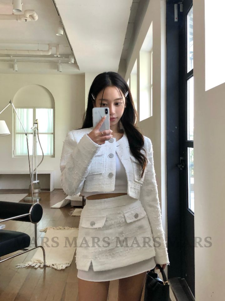 mars韓國直郵女士新品26春夏熱賣職業真品時尚短裙粗花呢mars短裙