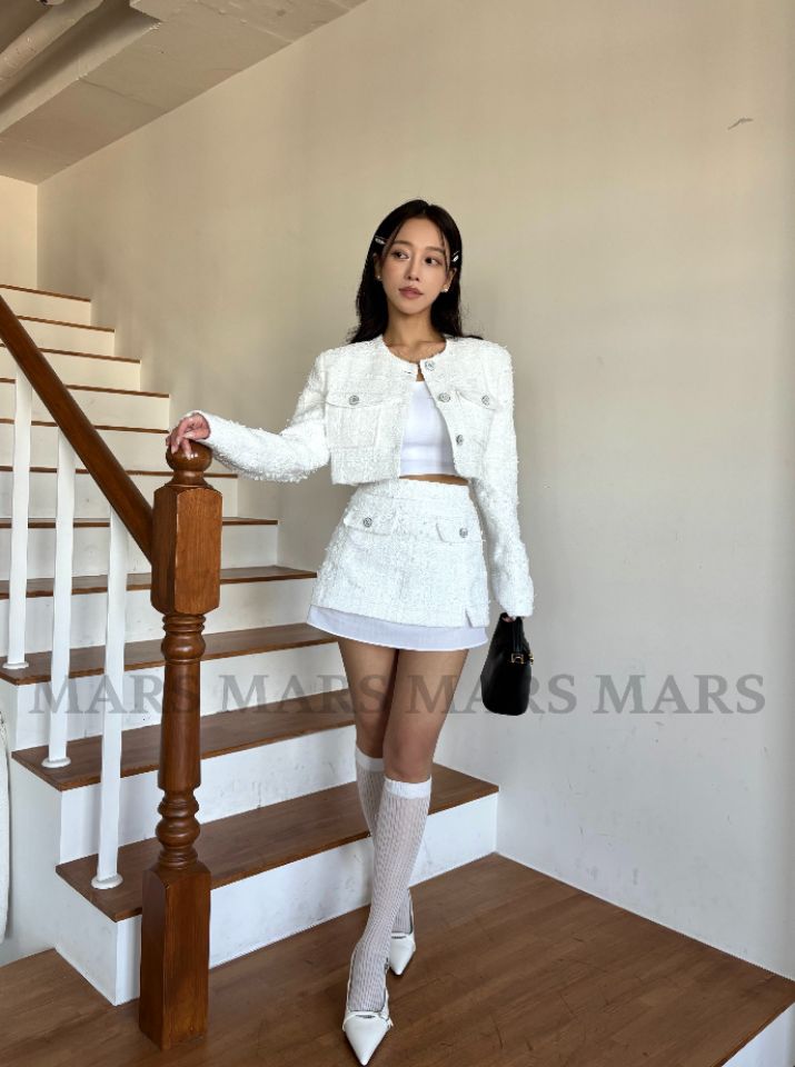 mars韓國直郵女士新品26春夏熱賣職業真品時尚短裙粗花呢mars短裙