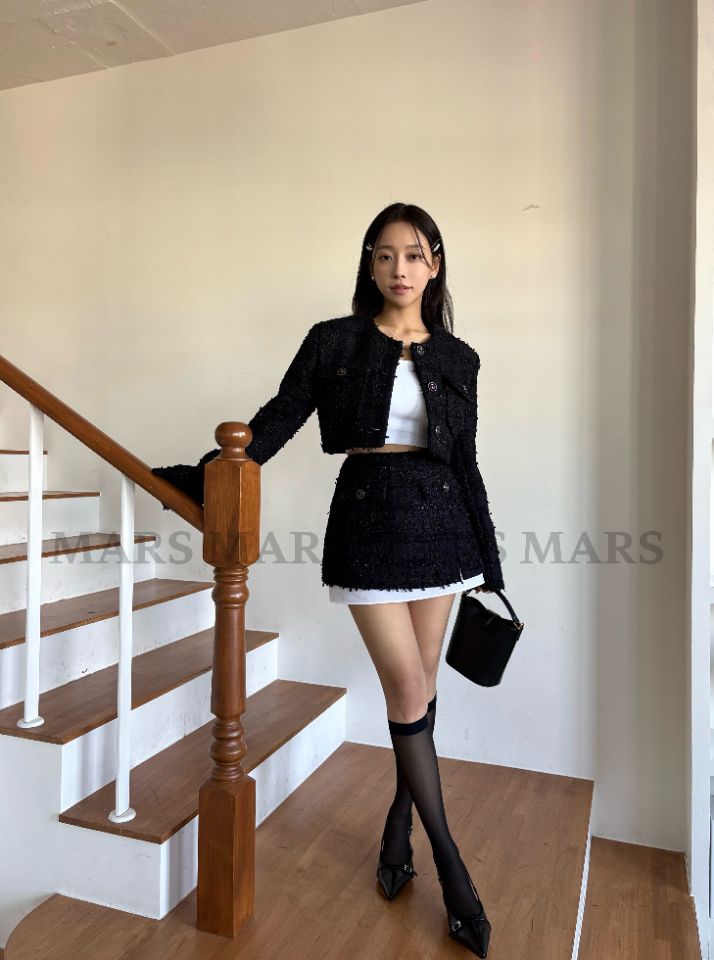 mars韓國直郵女士新品26春夏熱賣職業真品時尚短裙粗花呢mars短裙