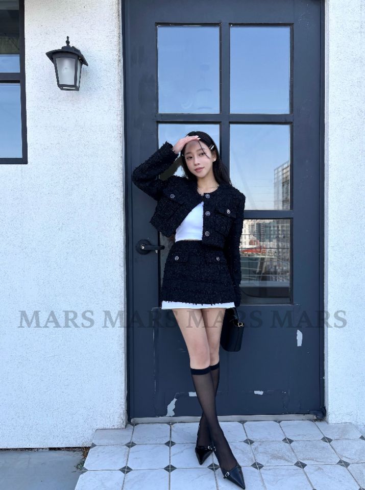 mars韓國直郵女士新品26春夏熱賣職業真品時尚短裙粗花呢mars短裙