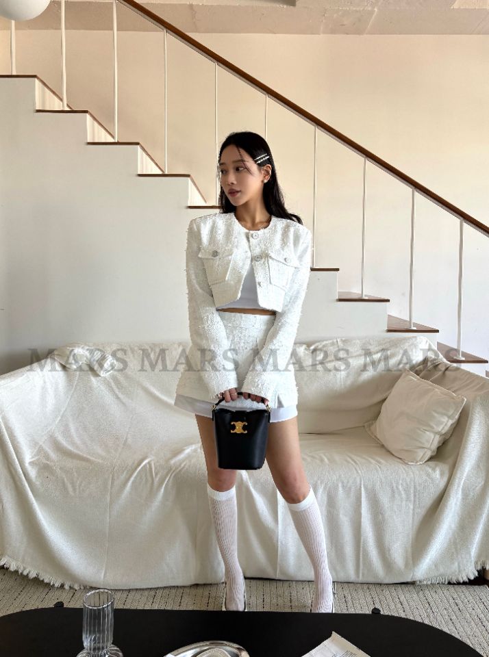 mars韓國直郵女士新品26春夏熱賣職業真品時尚短裙粗花呢mars短裙