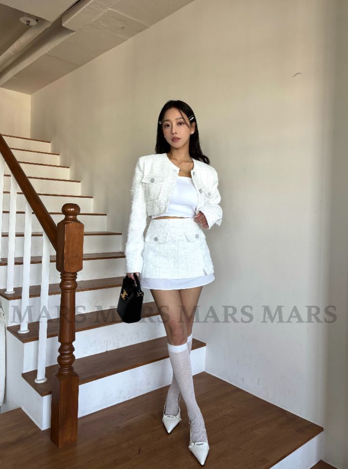 mars韓國直郵女士新品26春夏熱賣職業真品時尚短裙粗花呢mars短裙