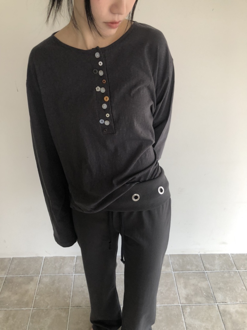 FLASH/I LOVE ME韓國直郵女裝新品26春夏真品長袖T恤紐扣FLASH/I LOVE ME長袖T恤