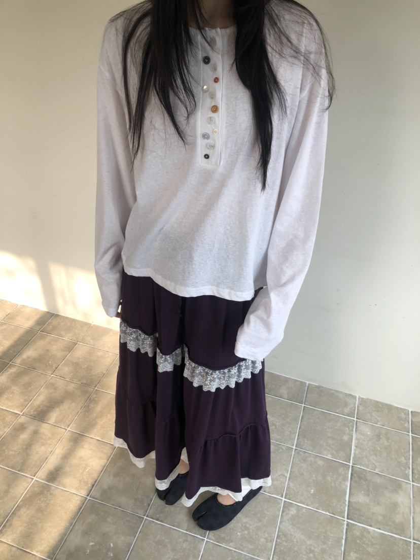 FLASH/I LOVE ME韓國直郵女裝新品26春夏真品長袖T恤紐扣FLASH/I LOVE ME長袖T恤