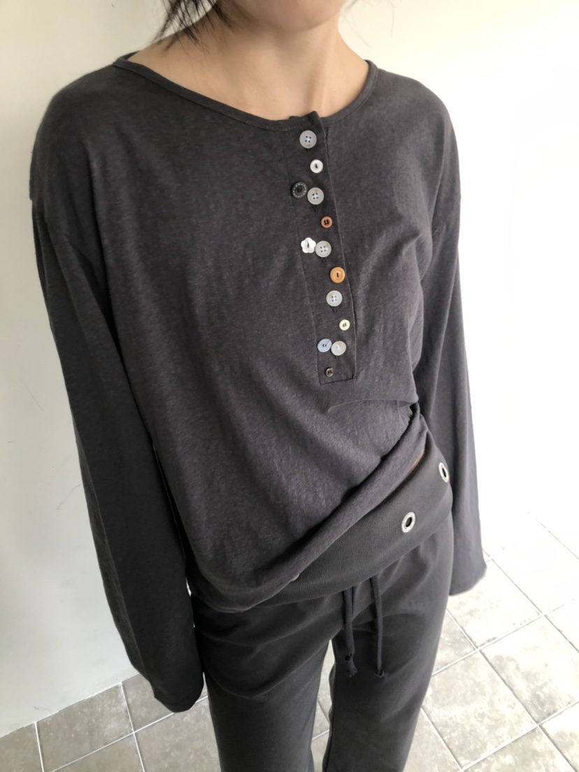 FLASH/I LOVE ME韓國直郵女裝新品26春夏真品長袖T恤紐扣FLASH/I LOVE ME長袖T恤