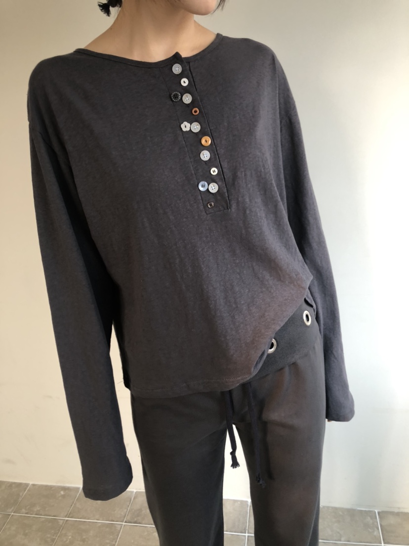 FLASH/I LOVE ME韓國直郵女裝新品26春夏真品長袖T恤紐扣FLASH/I LOVE ME長袖T恤