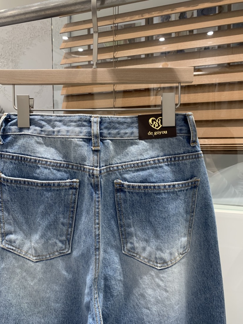 DE GO YOU東大門實拍女士新品人氣真品休閑牛仔褲修身喇叭DE GO YOU牛仔褲