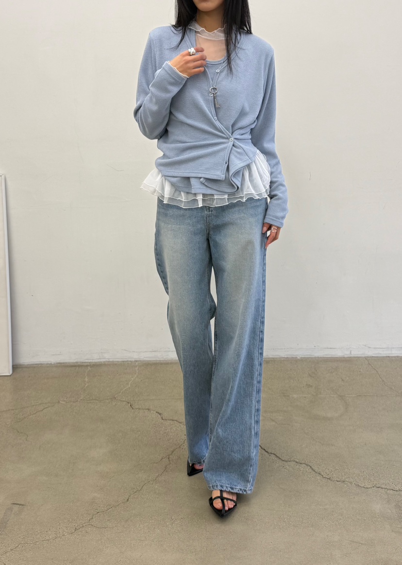 DE GO YOU東大門實拍女士新品人氣真品休閑牛仔褲修身喇叭DE GO YOU牛仔褲