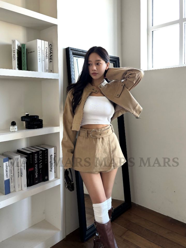 mars東大門實拍女士新款推薦時尚職業休閑26春夏裙褲含腰帶絨mars裙褲