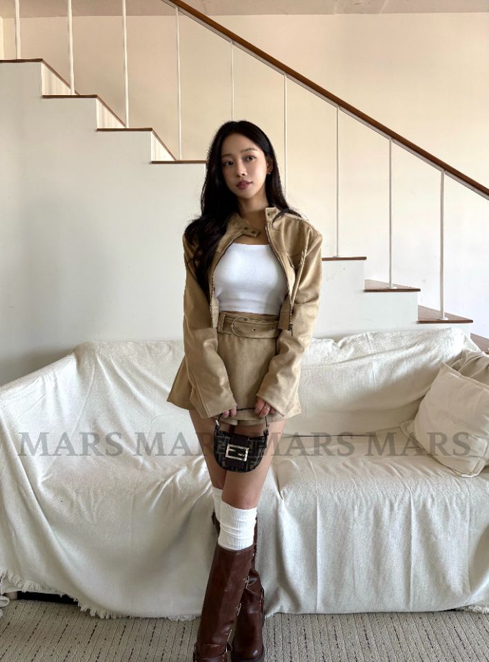 mars東大門實拍女士新款推薦時尚職業休閑26春夏裙褲含腰帶絨mars裙褲