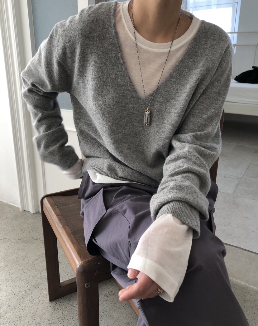 ROMANTICIZE韓國直郵女士新款職業休閑推薦時尚針織衫V領ROMANTICIZE針織衫