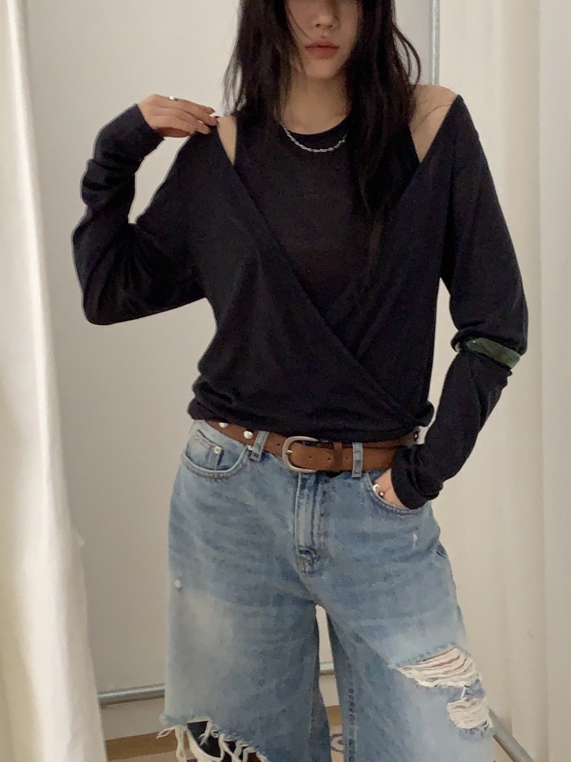 SUNDER MARKET韓國直郵女士新款熱賣真品人氣推薦長袖T恤SUNDER MARKET長袖T恤圖色2