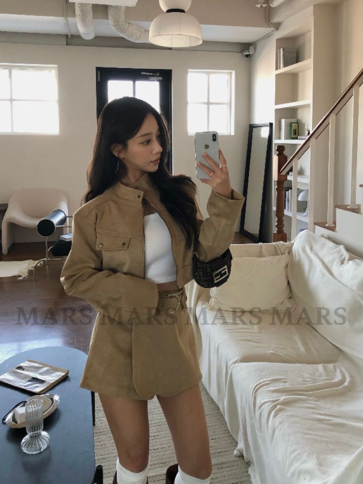 mars韓國代購女士新品時尚26春夏熱賣人氣休閑真品夾克麂皮mars夾克