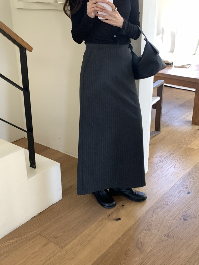 NOTICE東大門實拍女士新品休閑人氣職業26春夏真品長裙條紋NOTICE長裙